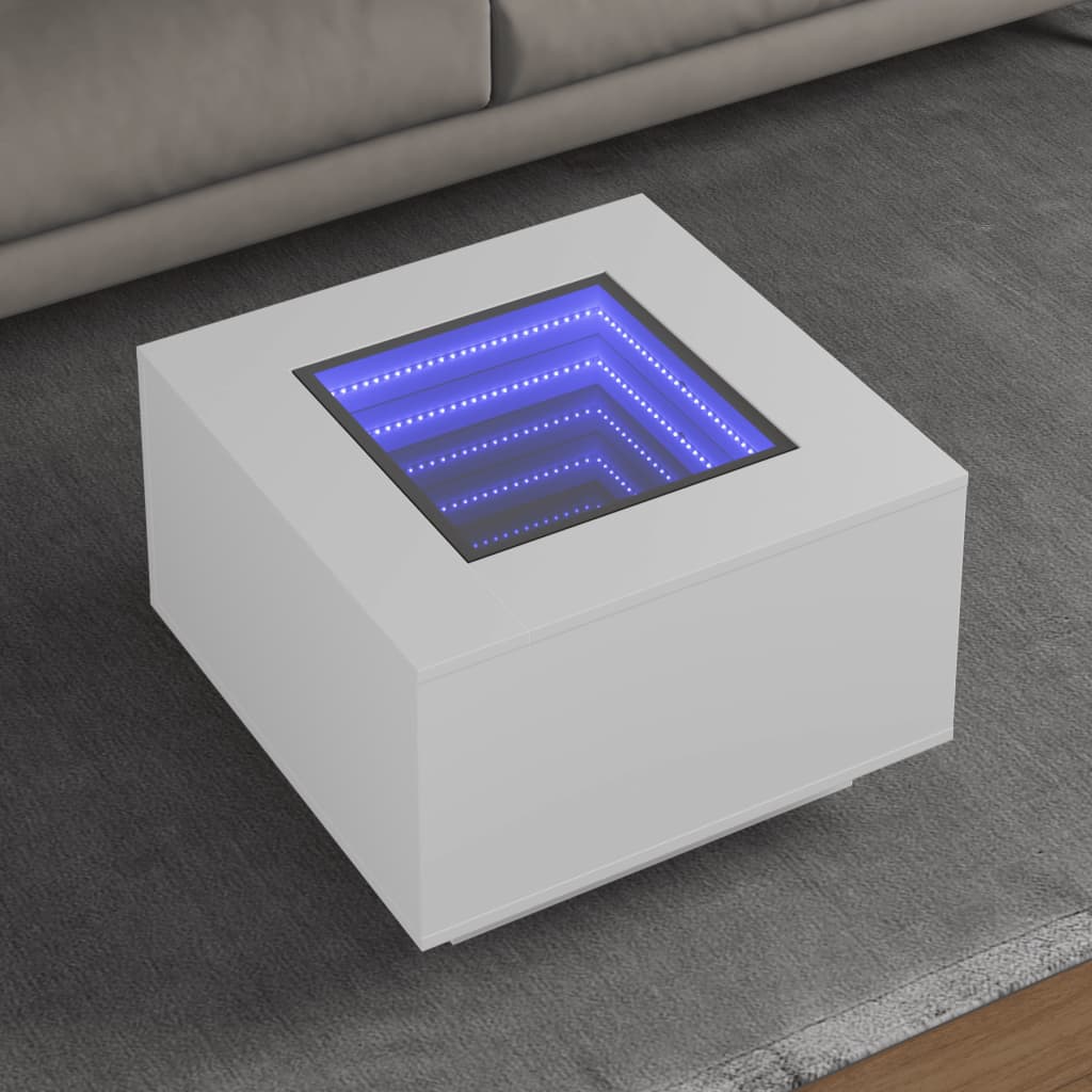 Table basse avec LED blanc 60x60x40 cm bois d'ingénierie - XIOS