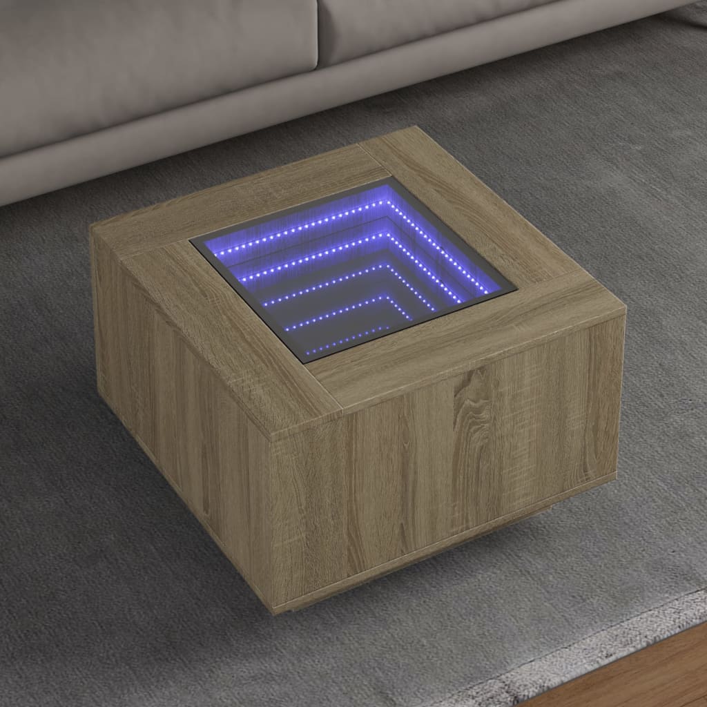 Table basse avec LED chêne sonoma 60x60x40 cm bois d'ingénierie - XIOS