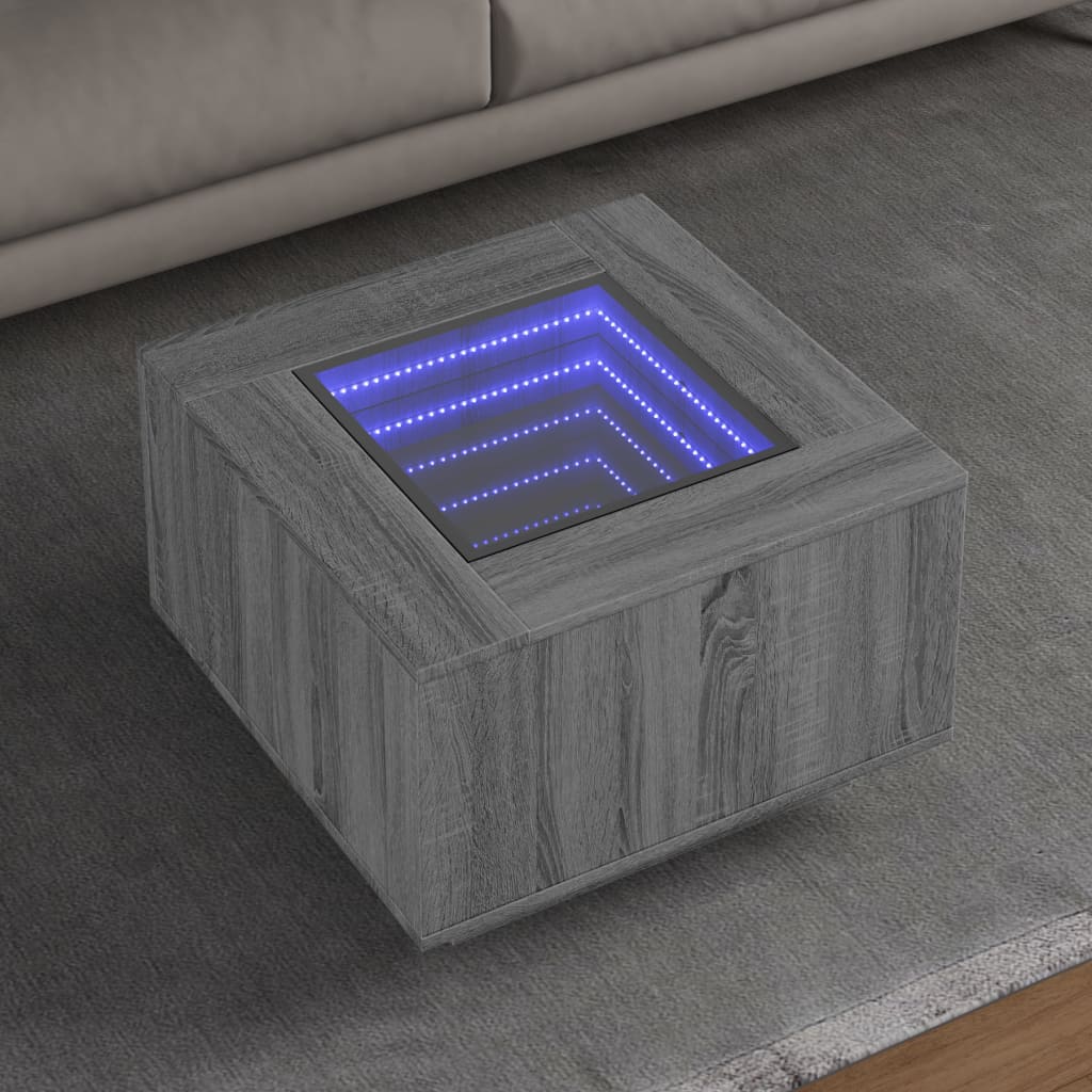 Table basse avec LED sonoma gris 60x60x40 cm bois d'ingénierie - XIOS
