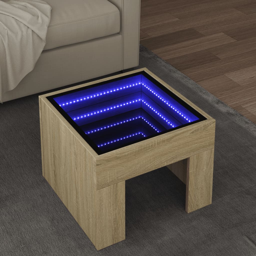 Table basse avec LED infini chêne sonoma 40x40x30 cm - XIOS