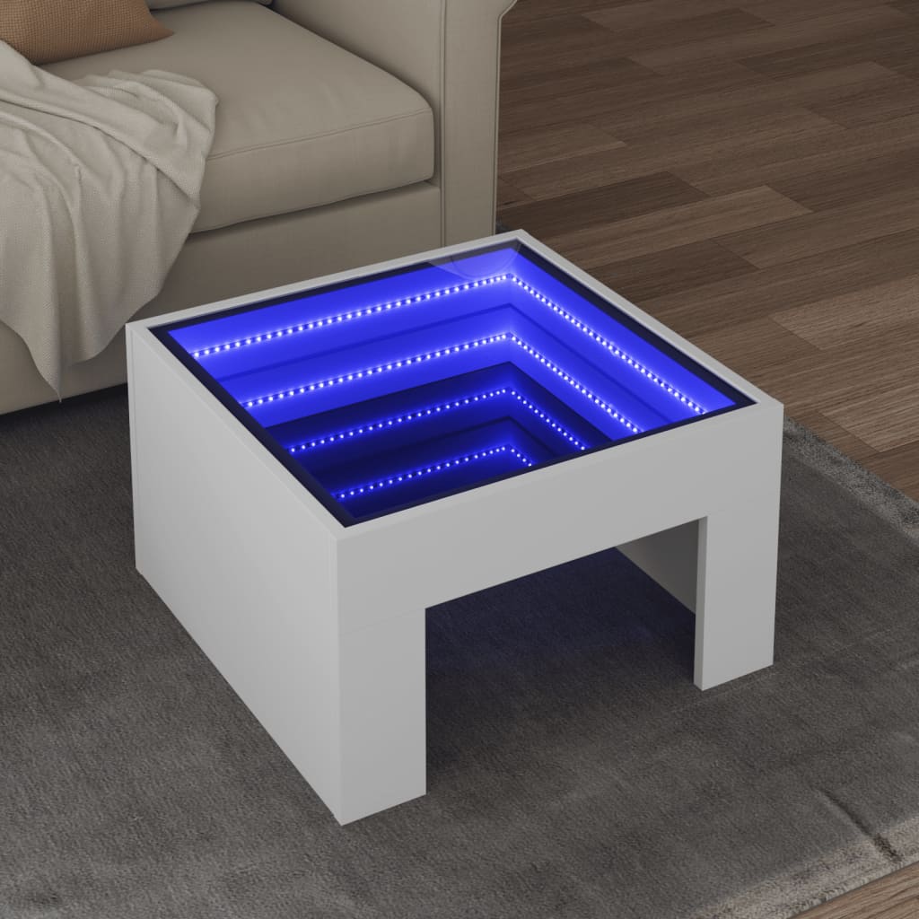Table basse avec LED infini blanc 50x50x30 cm - XIOS