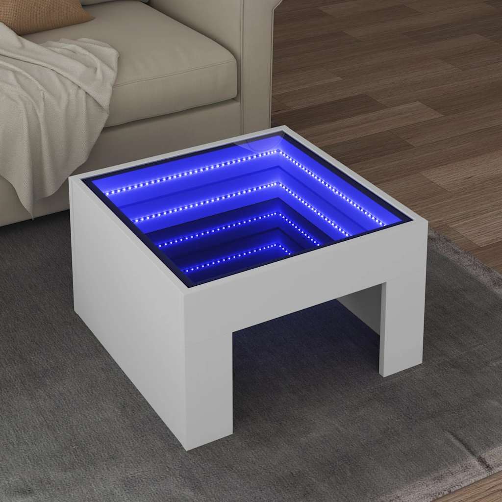 Table basse avec LED infini blanc 50x50x30 cm - XIOS