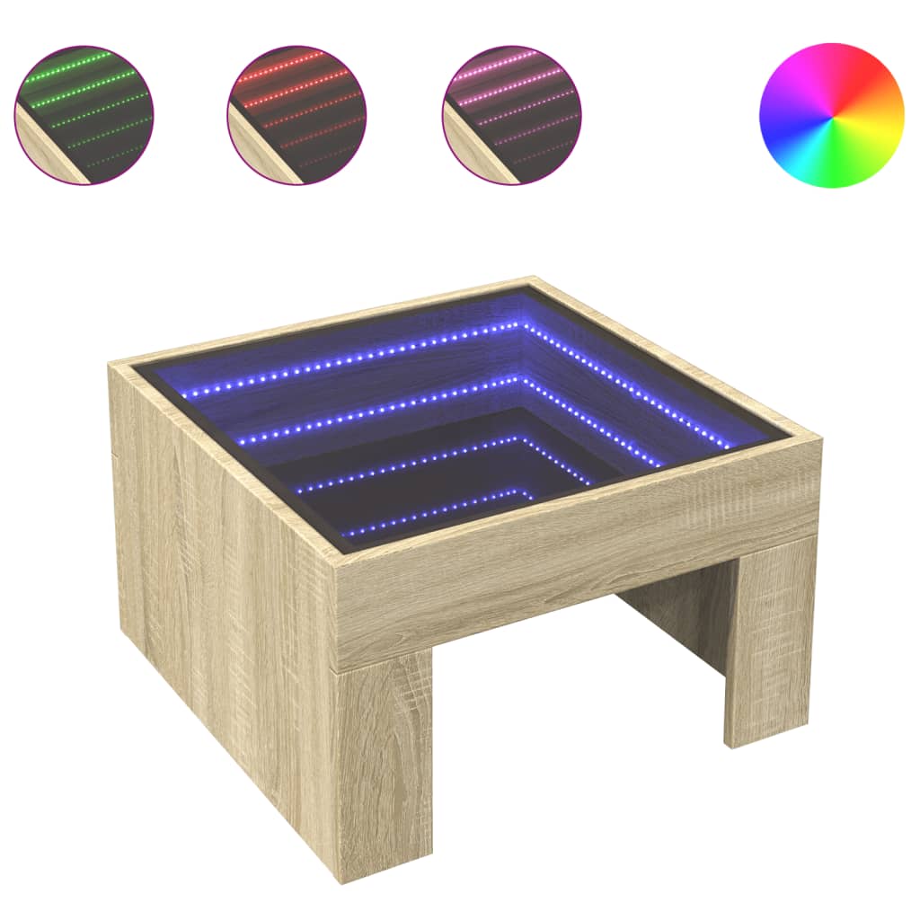 Table basse avec LED infini chêne sonoma 50x50x30 cm - XIOS