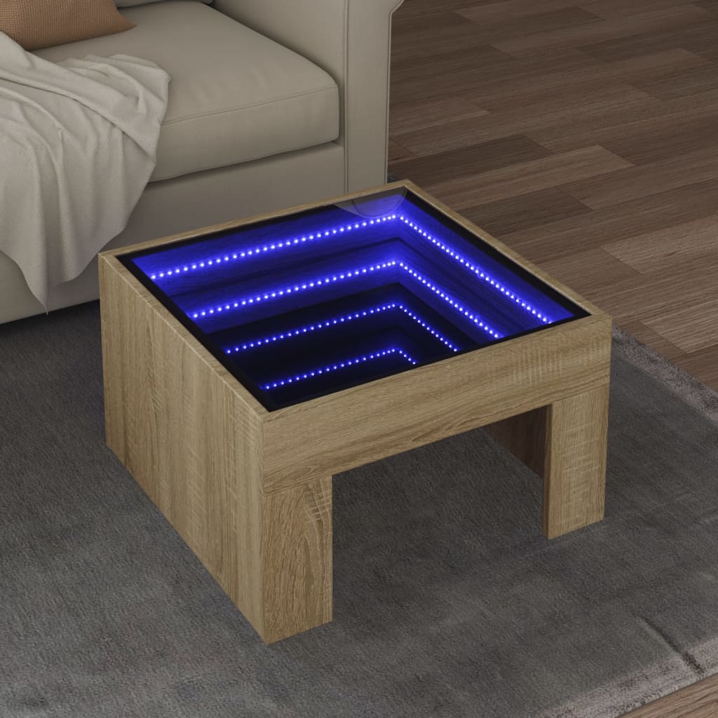 Table basse avec LED infini chêne sonoma 50x50x30 cm - XIOS