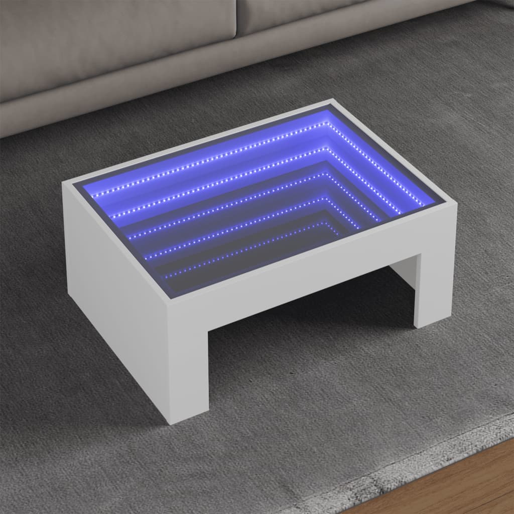 Table basse avec LED infini blanc 70x50x30 cm - XIOS
