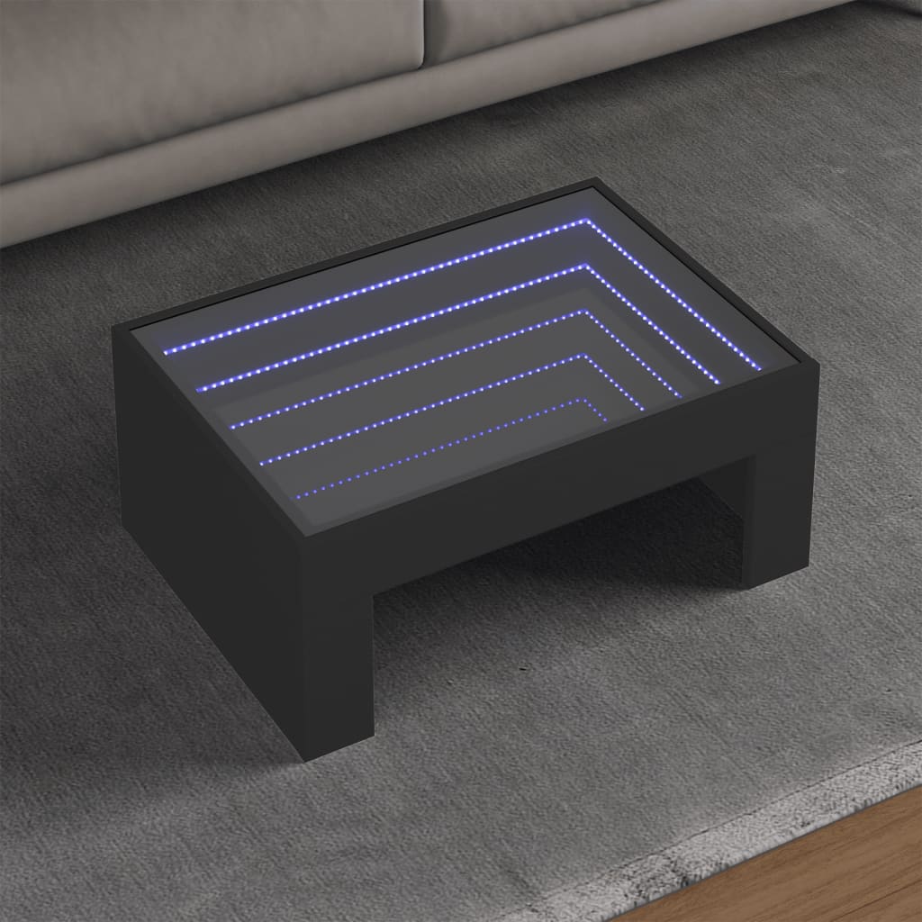 Table basse avec LED infini noir 70x50x30 cm - XIOS
