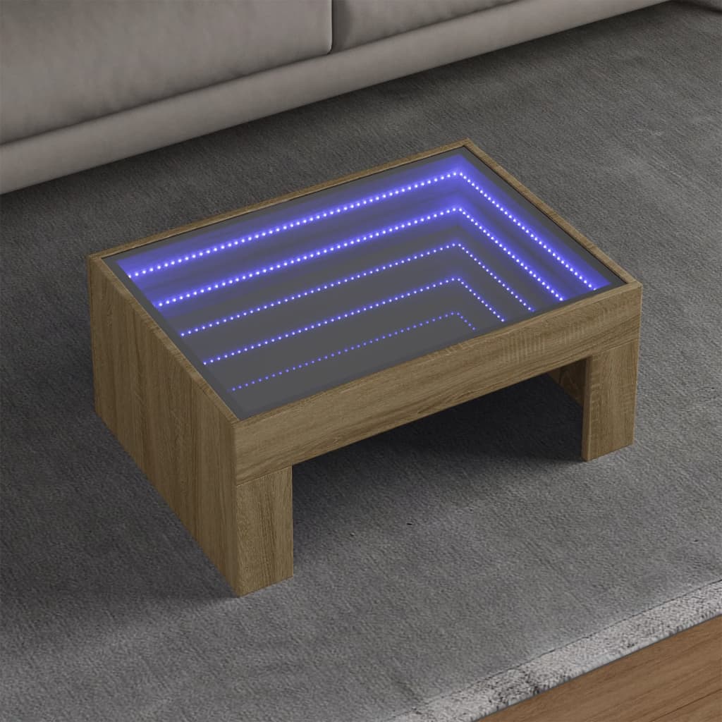 Table basse avec LED infini chêne sonoma 70x50x30 cm - XIOS