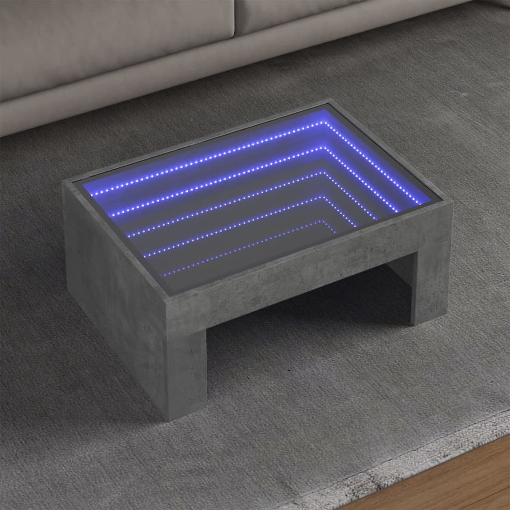 Table basse avec LED infini gris béton 70x50x30 cm - XIOS