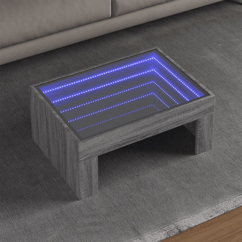 Table basse avec LED infini sonoma gris 70x50x30 cm - XIOS