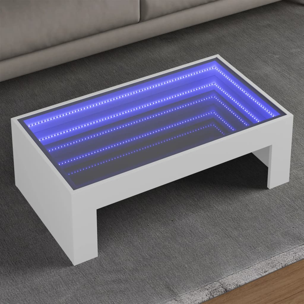 Table basse avec LED infini blanc 90x50x30 cm - XIOS