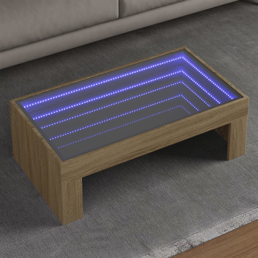 Table basse avec LED infini chêne sonoma 90x50x30 cm - XIOS