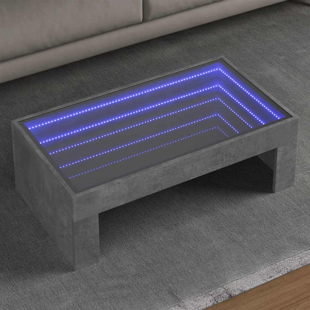 Table basse avec LED infini gris béton 90x50x30 cm - XIOS