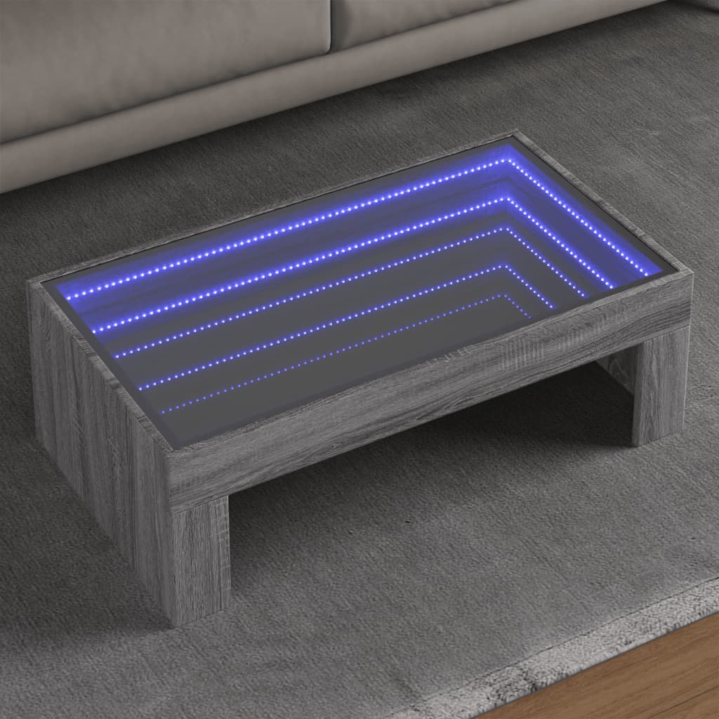Table basse avec LED infini sonoma gris 90x50x30 cm - XIOS