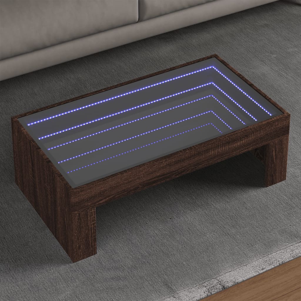 Table basse avec LED infini chêne marron 90x50x30 cm - XIOS