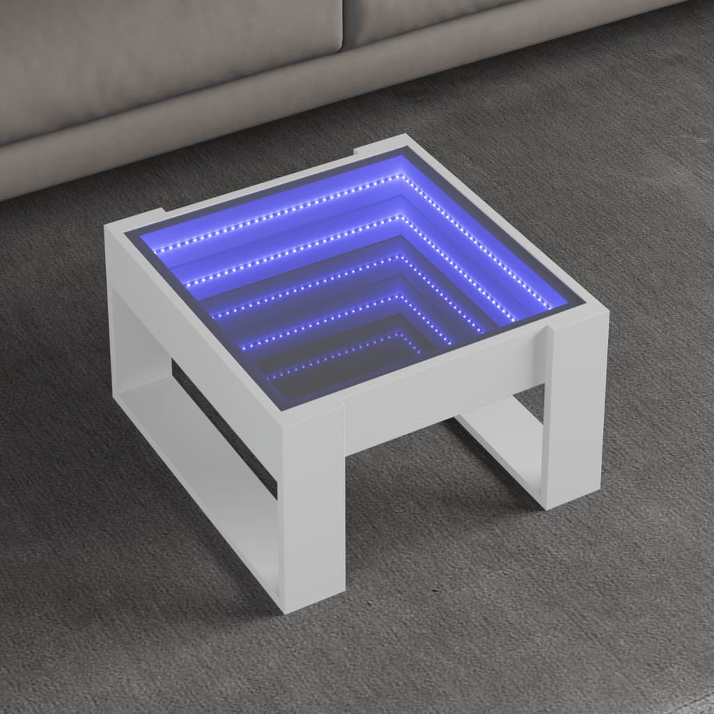 Table basse avec LED infini blanc 50x53x30 cm - XIOS