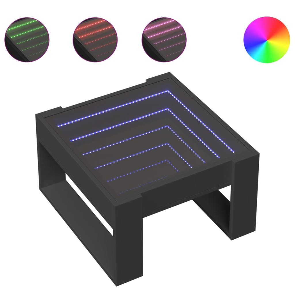 Table basse avec LED infini noir 50x53x30 cm - XIOS