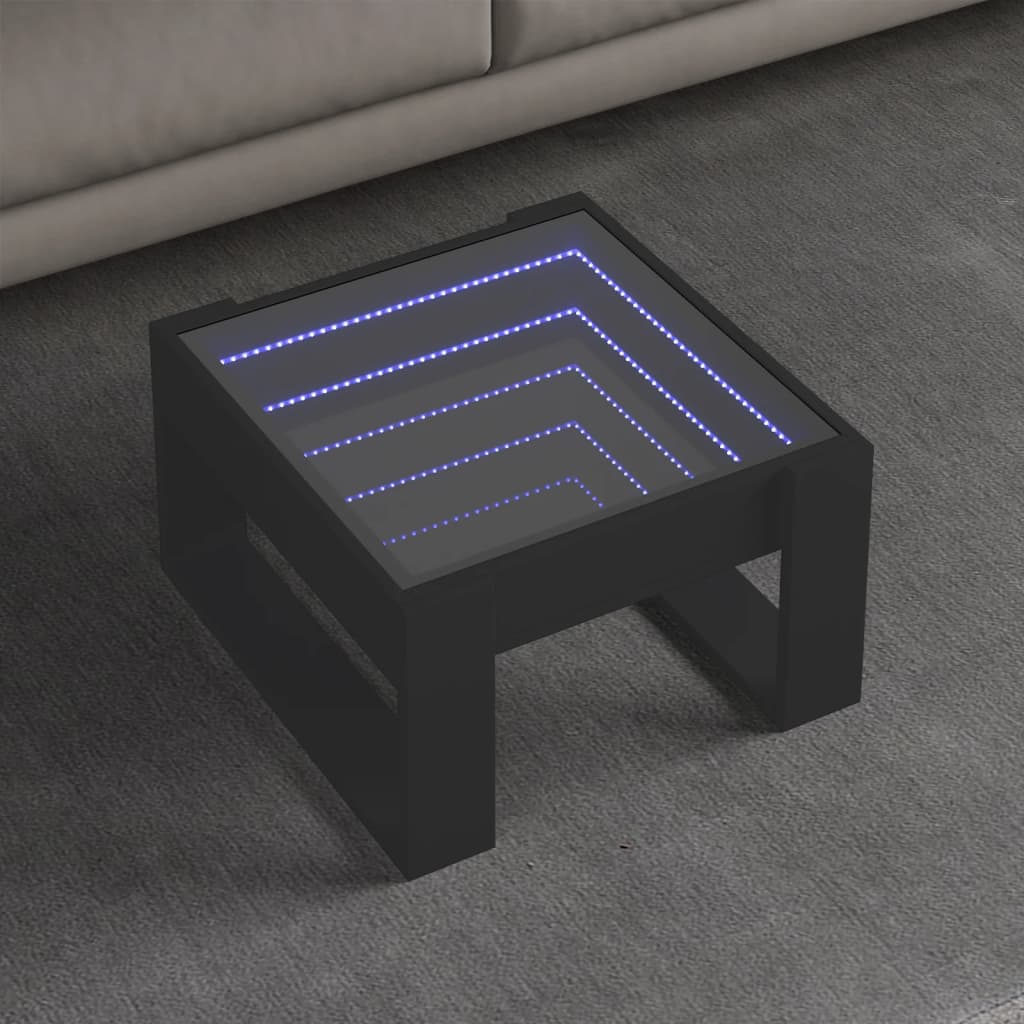 Table basse avec LED infini noir 50x53x30 cm - XIOS