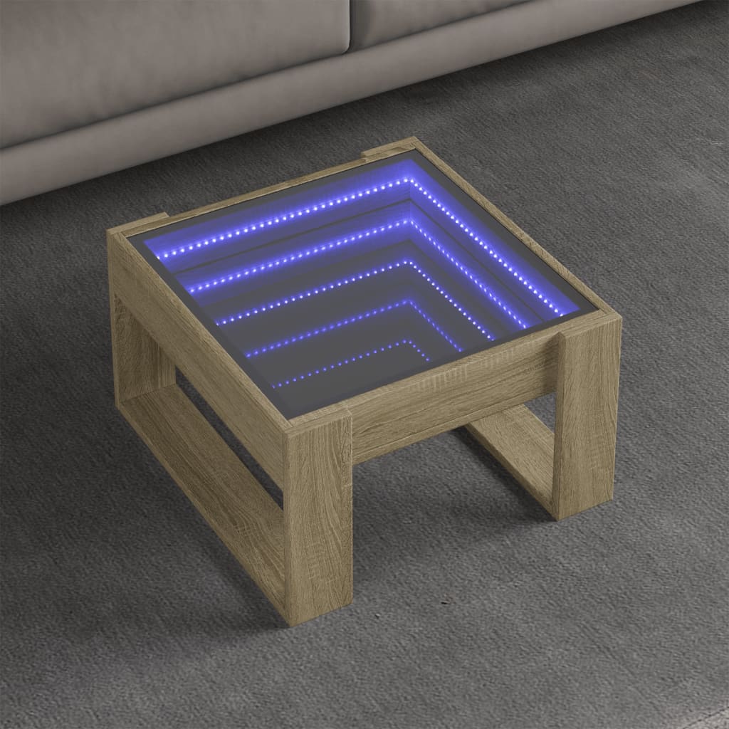 Table basse avec LED infini chêne sonoma 50x53x30 cm - XIOS