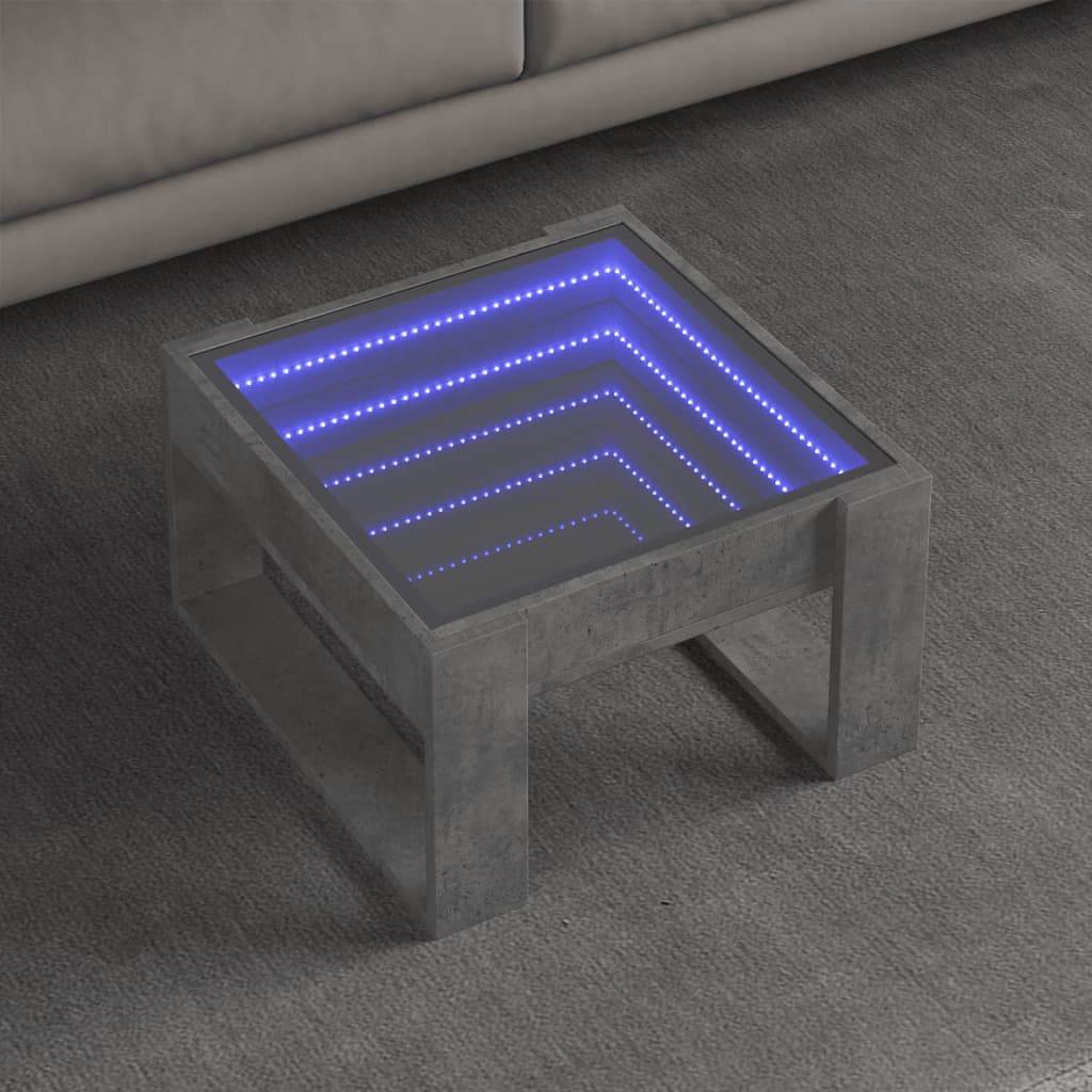 Table basse avec LED infini gris béton 50x53x30 cm - XIOS