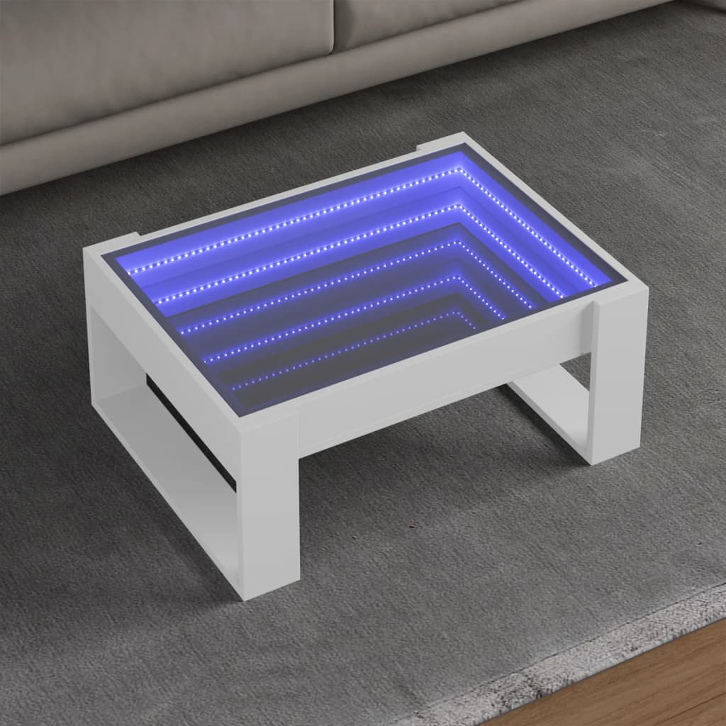 Table basse avec LED infini blanc 70x53x30 cm - XIOS