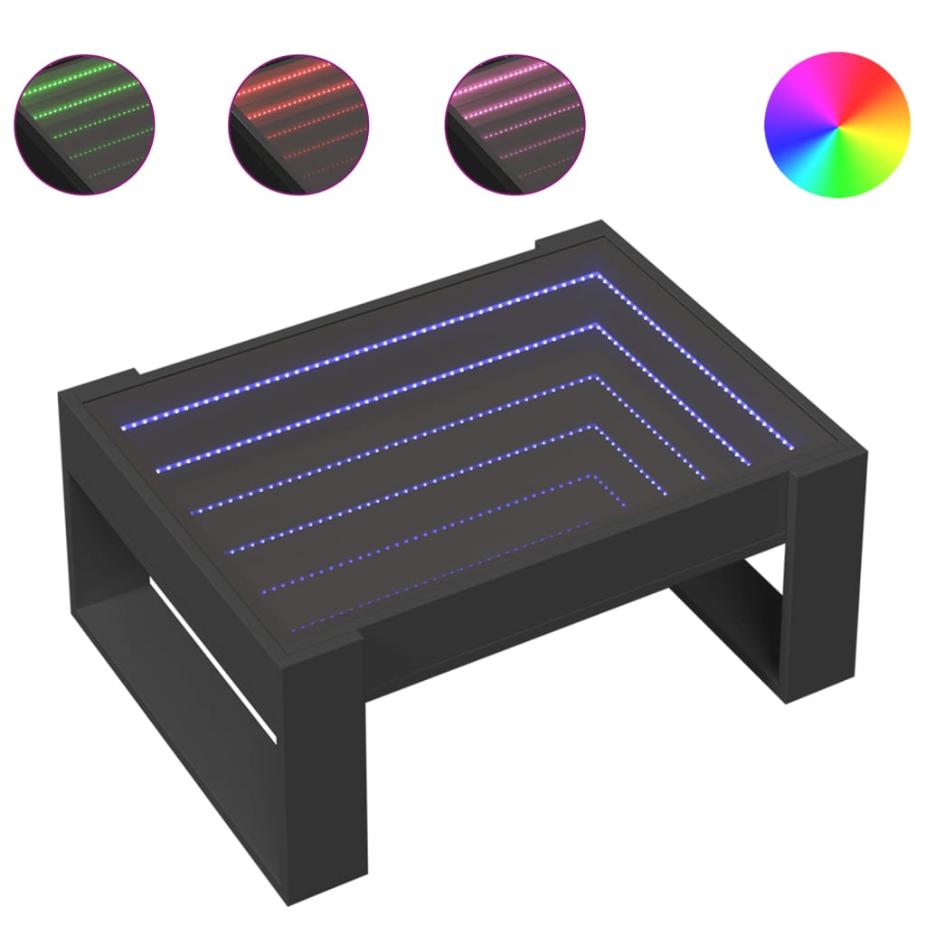 Table basse avec LED infini noir 70x53x30 cm - XIOS