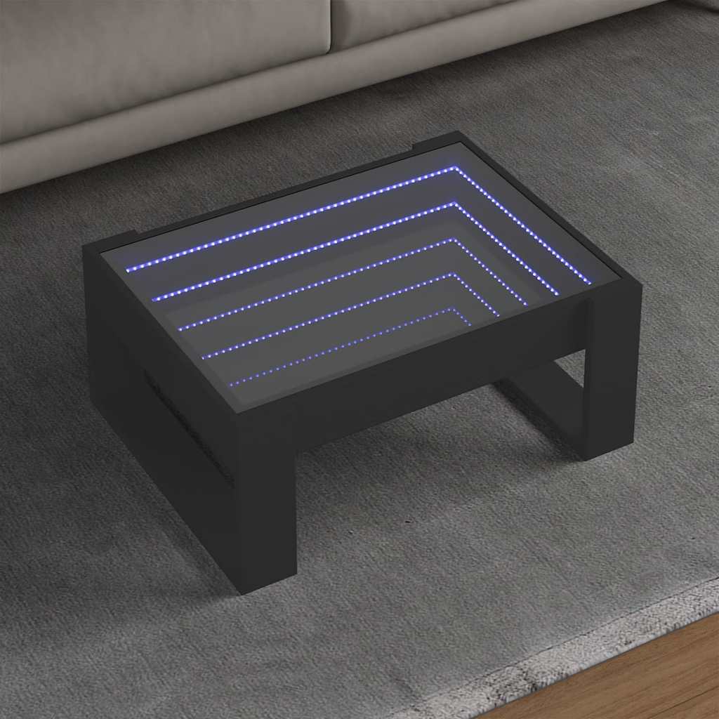 Table basse avec LED infini noir 70x53x30 cm - XIOS