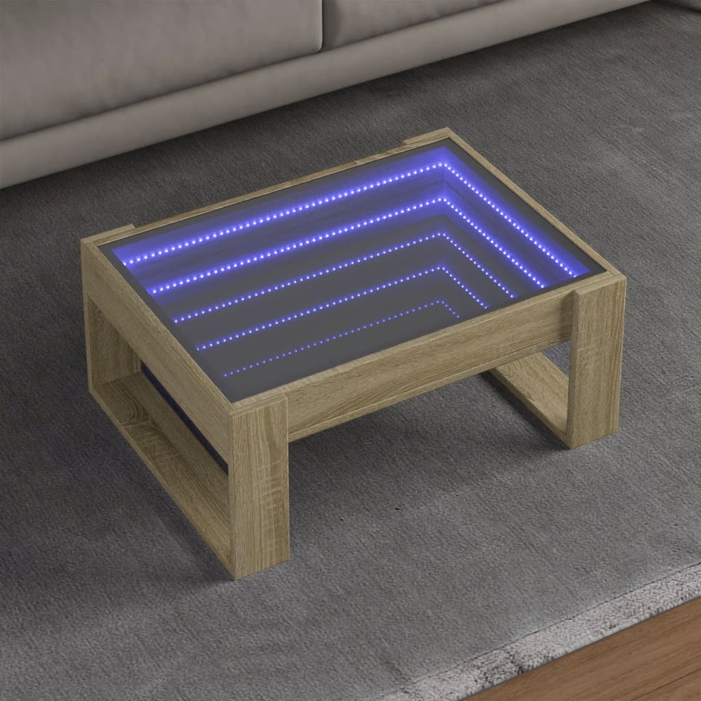 Table basse avec LED infini chêne sonoma 70x53x30 cm - XIOS