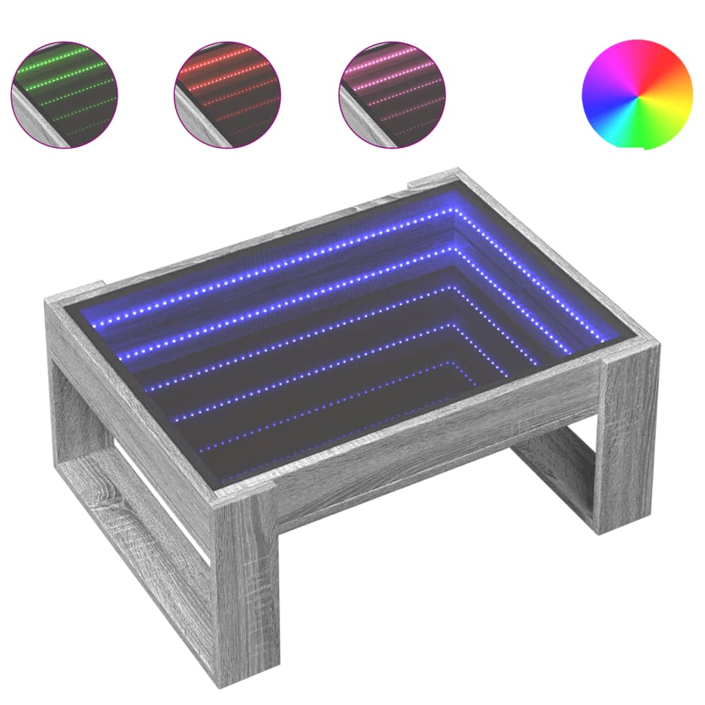 Table basse avec LED infini sonoma gris 70x53x30 cm - XIOS