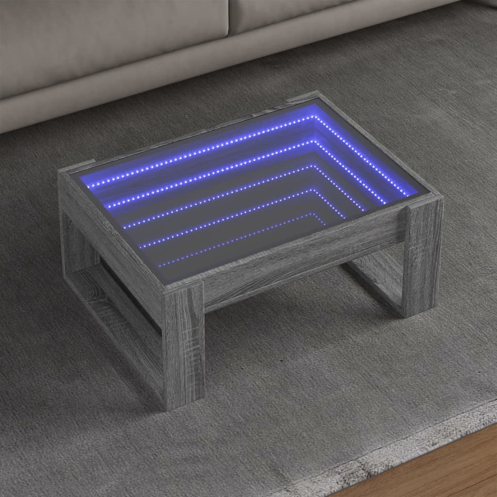 Table basse avec LED infini sonoma gris 70x53x30 cm - XIOS