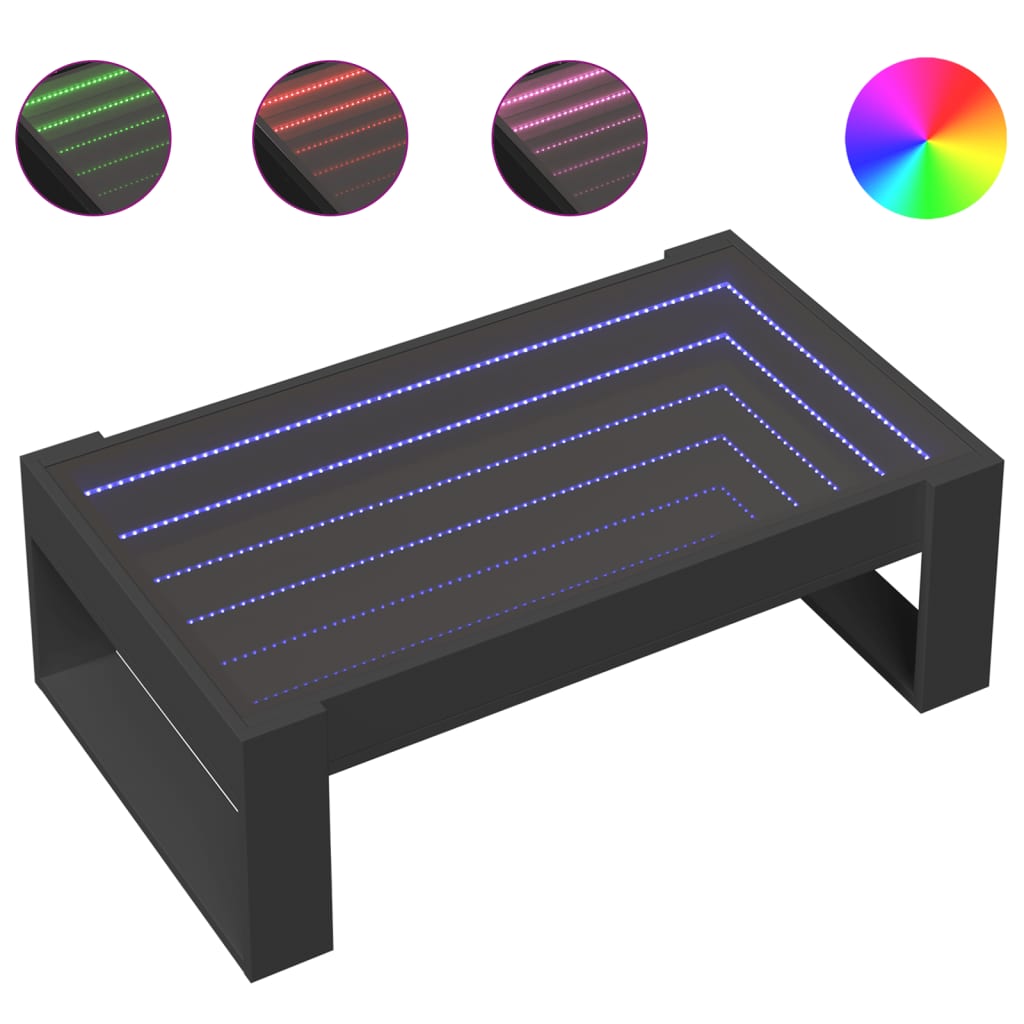Table basse avec LED infini noir 90x53x30 cm - XIOS