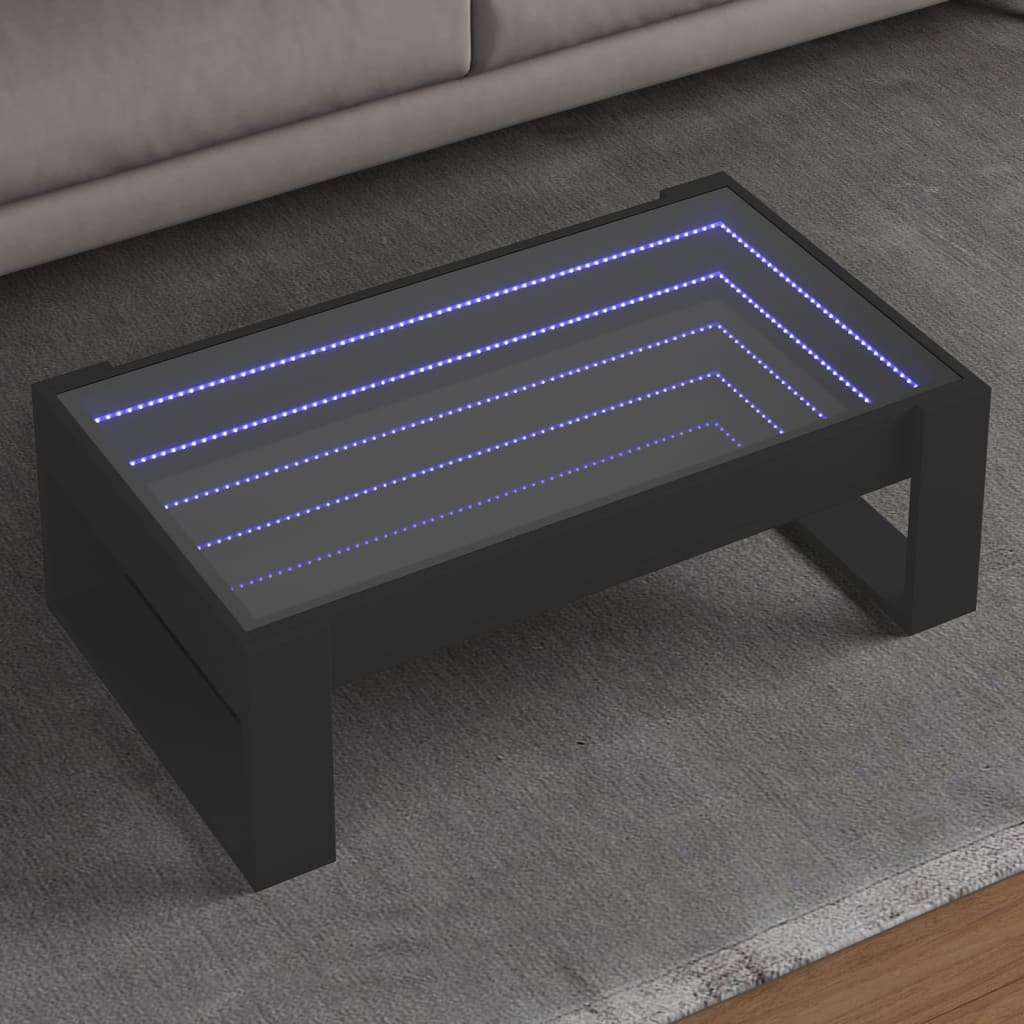 Table basse avec LED infini noir 90x53x30 cm - XIOS