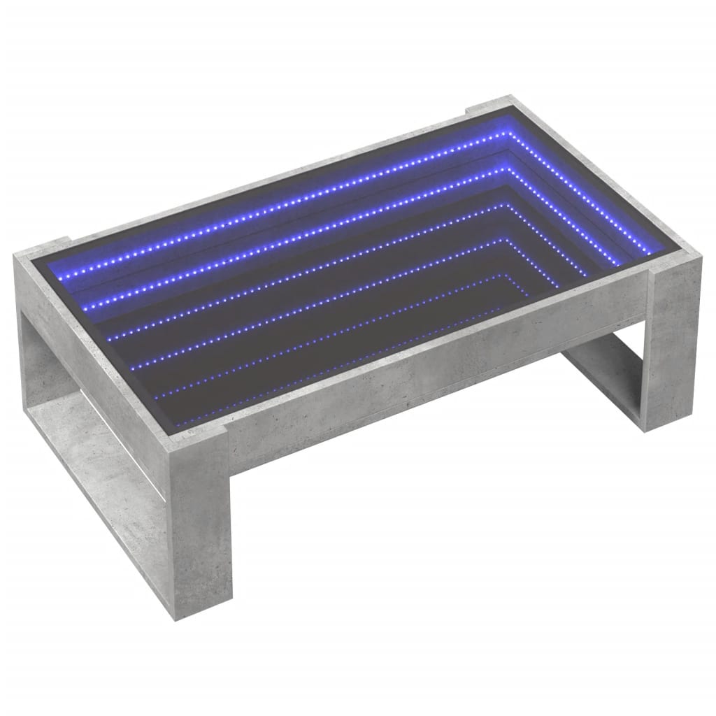 Table basse avec LED infini gris béton 90x53x30 cm - XIOS