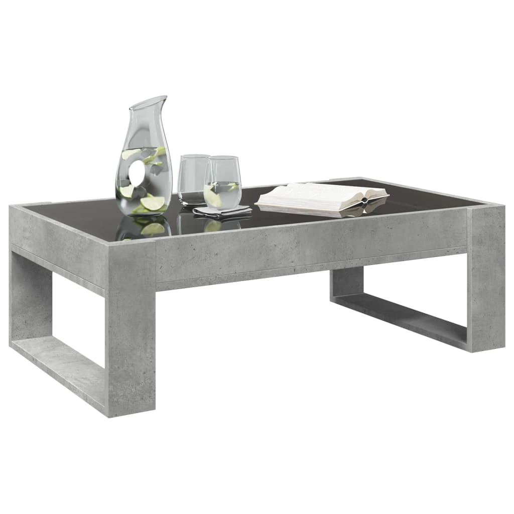 Table basse avec LED infini gris béton 90x53x30 cm - XIOS
