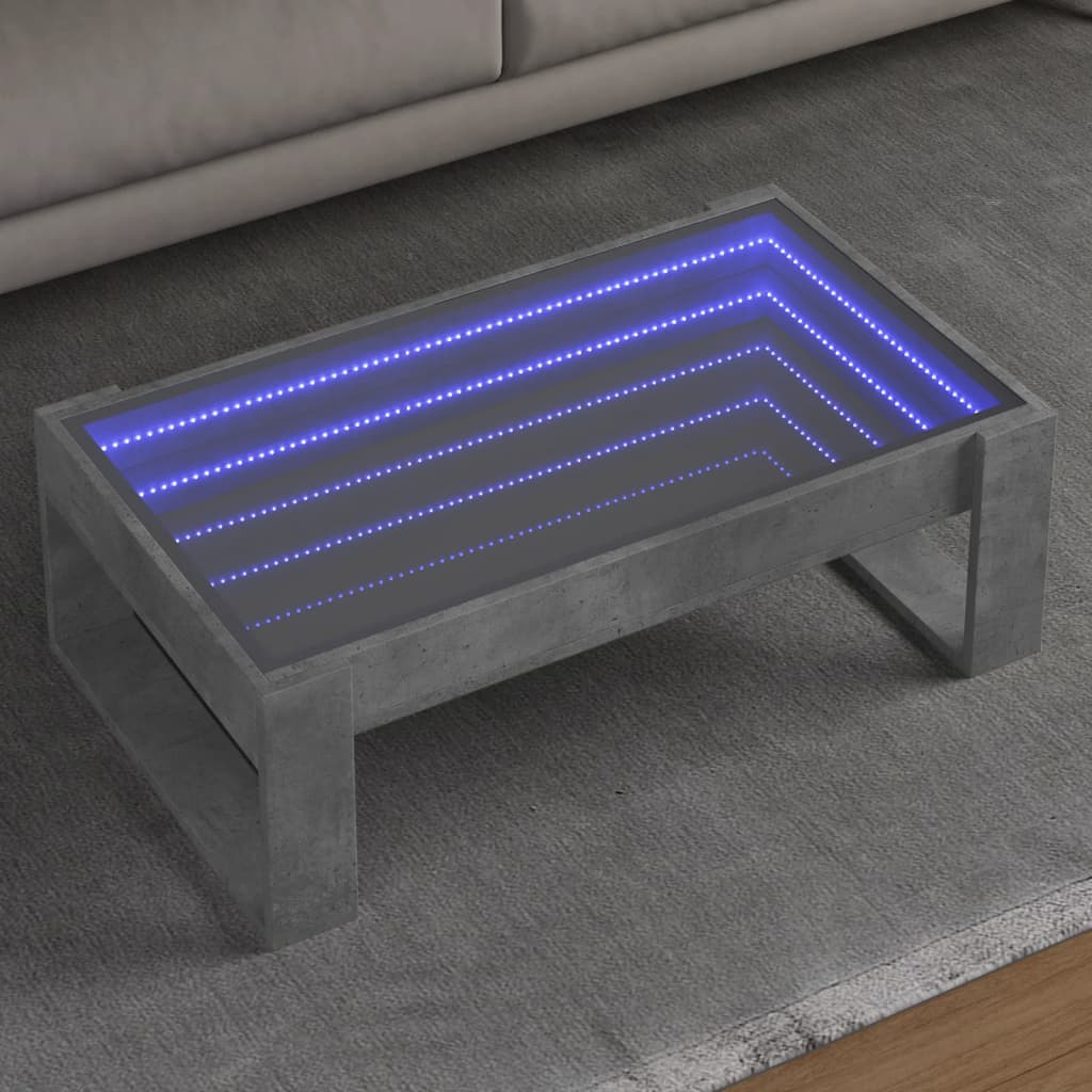 Table basse avec LED infini gris béton 90x53x30 cm - XIOS