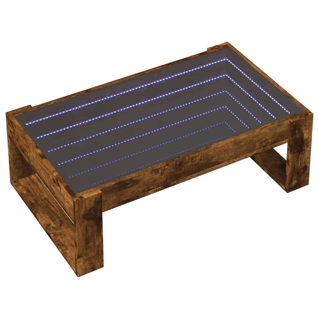 Table basse avec LED infini chêne fumé 90x53x30 cm - XIOS