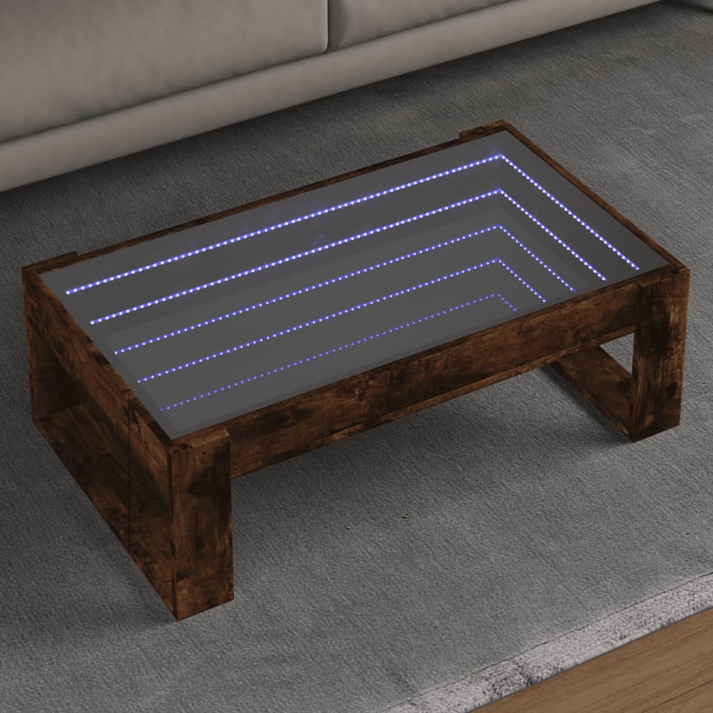Table basse avec LED infini chêne fumé 90x53x30 cm - XIOS