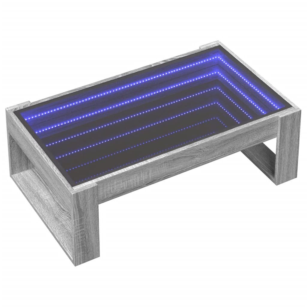 Table basse avec LED infini sonoma gris 90x53x30 cm - XIOS