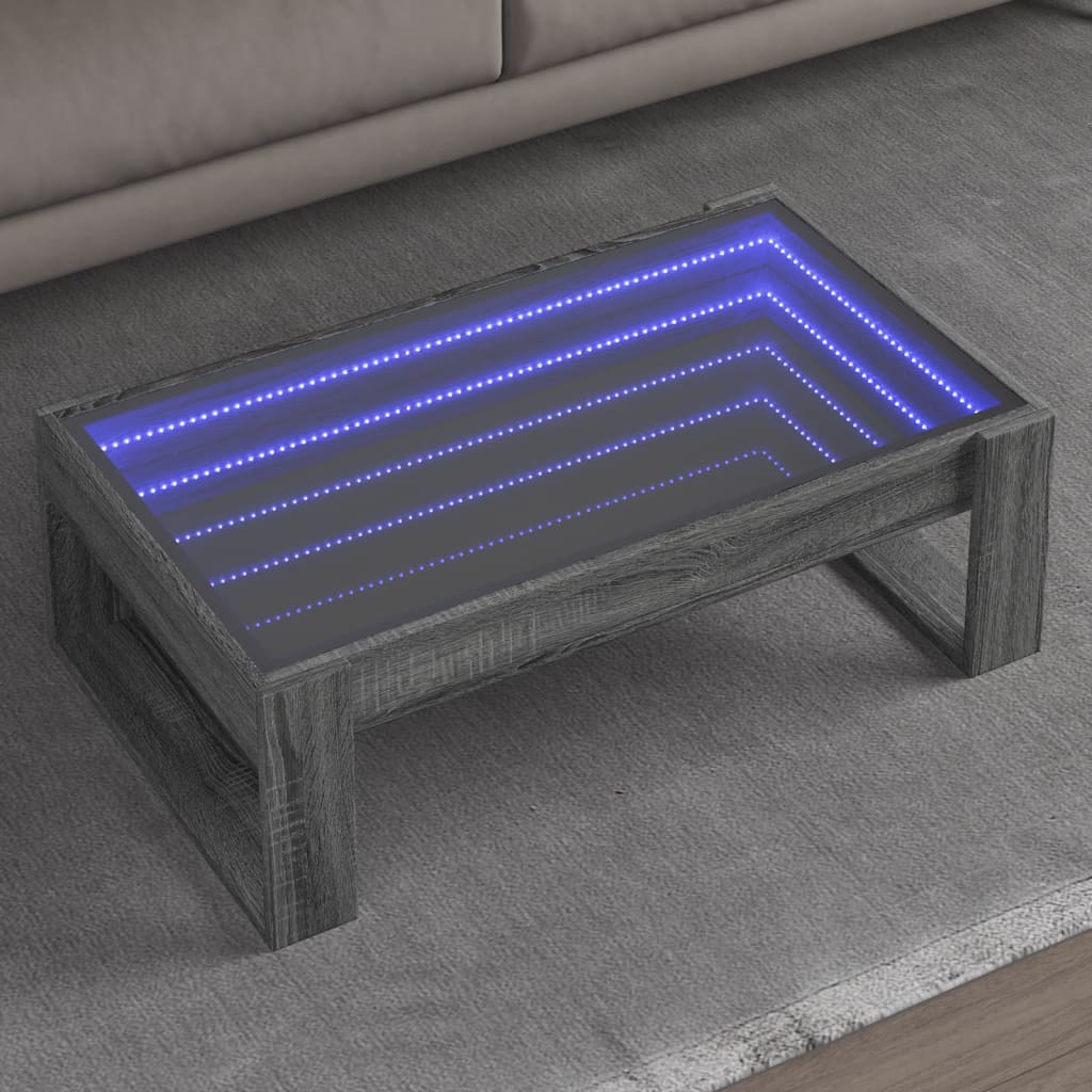 Table basse avec LED infini sonoma gris 90x53x30 cm - XIOS