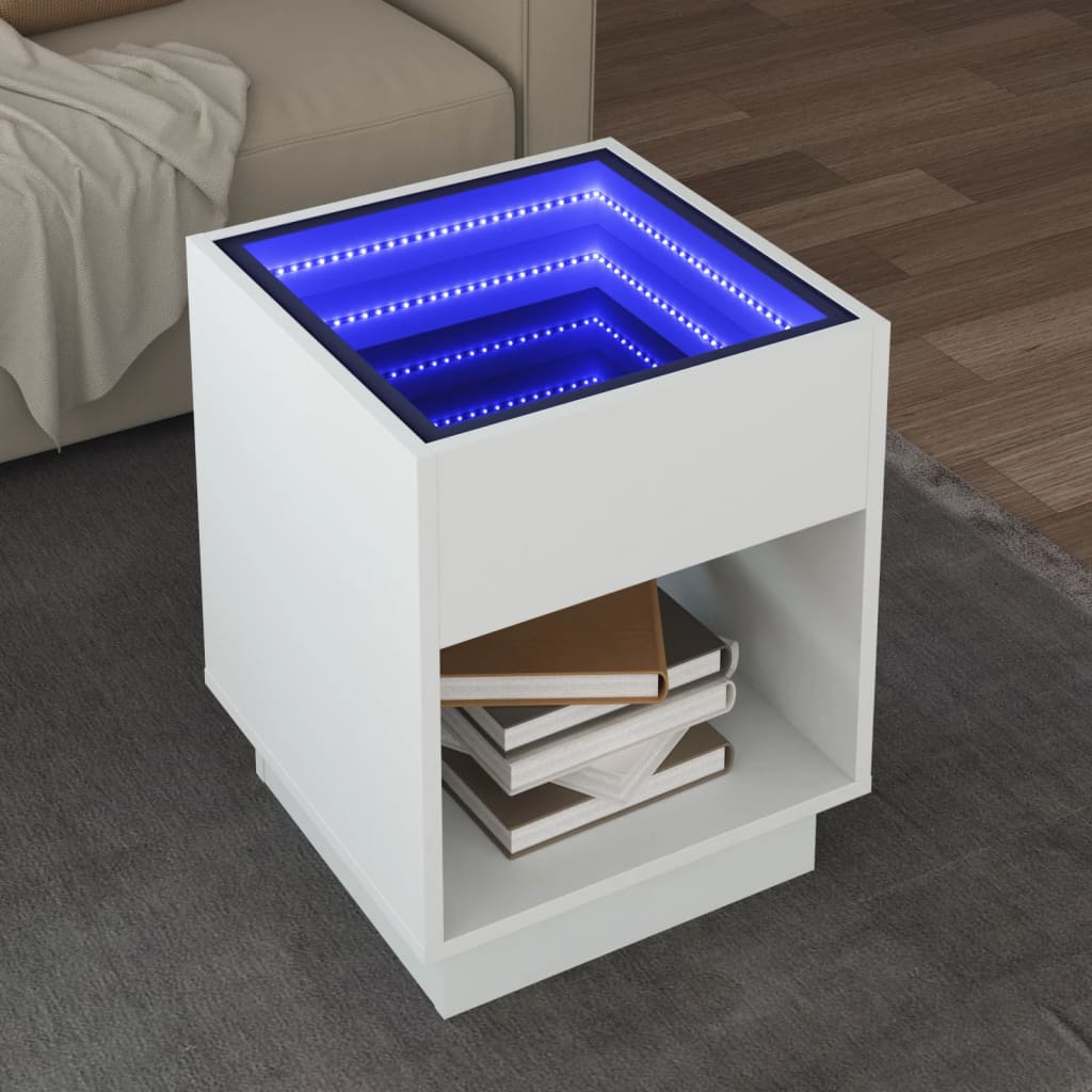 Table basse avec LED infini blanc 40x40x50 cm - XIOS