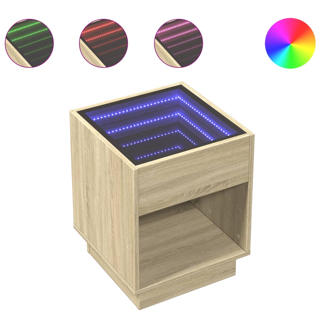 Table basse avec LED infini chêne sonoma 40x40x50 cm - XIOS