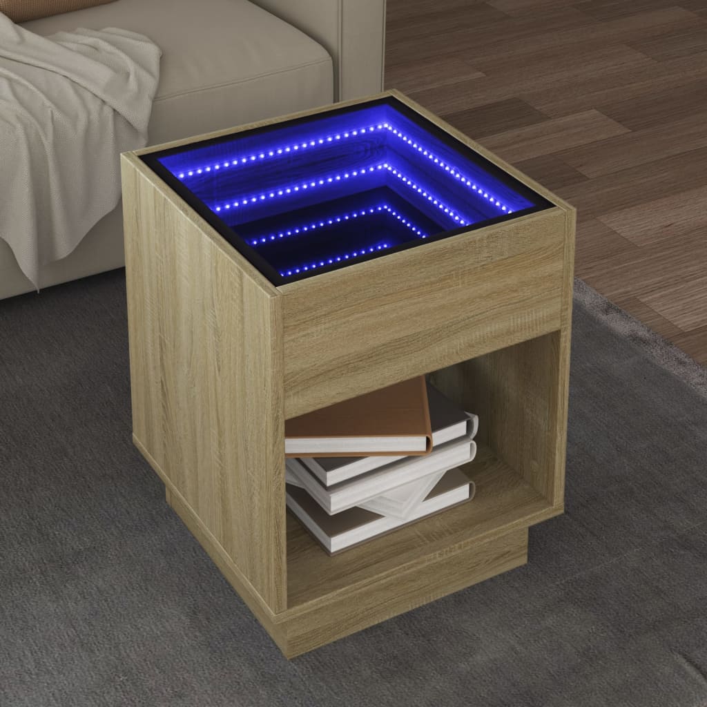 Table basse avec LED infini chêne sonoma 40x40x50 cm - XIOS
