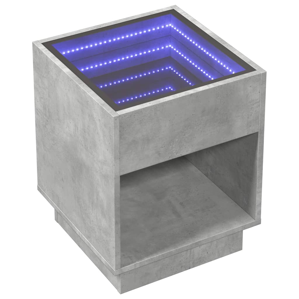 Table basse avec LED infini gris béton 40x40x50 cm - XIOS