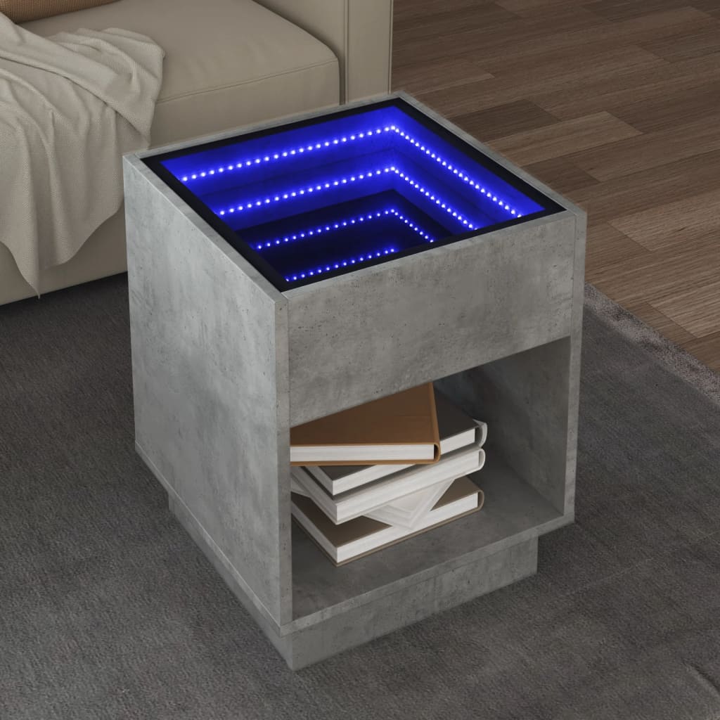 Table basse avec LED infini gris béton 40x40x50 cm - XIOS