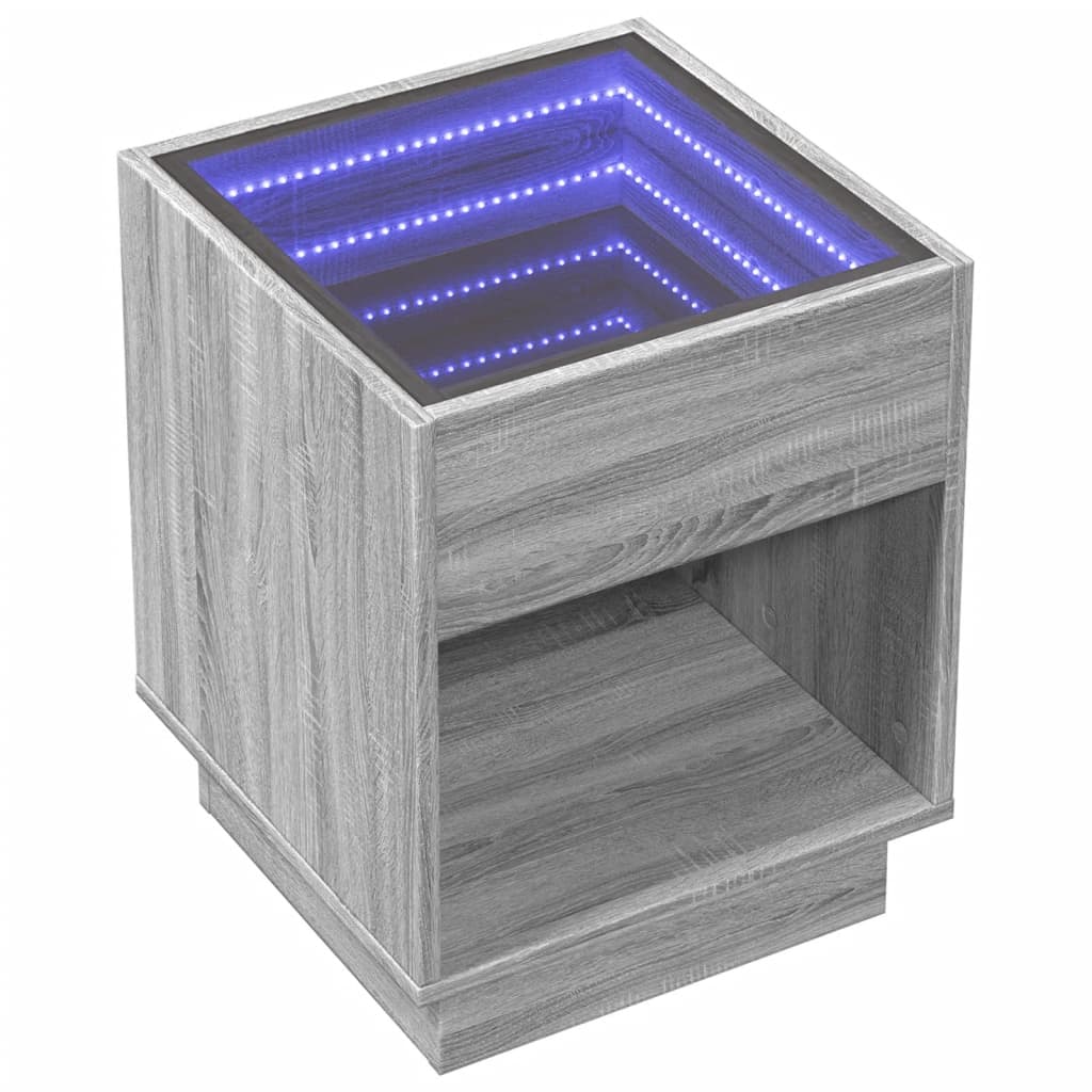 Table basse avec LED infini sonoma gris 40x40x50 cm - XIOS