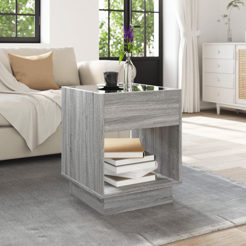 Table basse avec LED infini sonoma gris 40x40x50 cm - XIOS