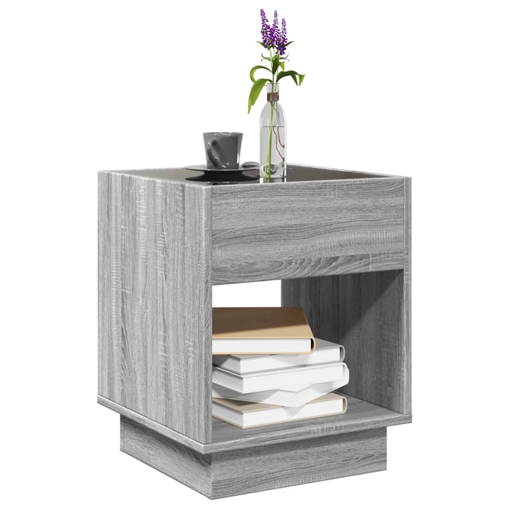 Table basse avec LED infini sonoma gris 40x40x50 cm - XIOS