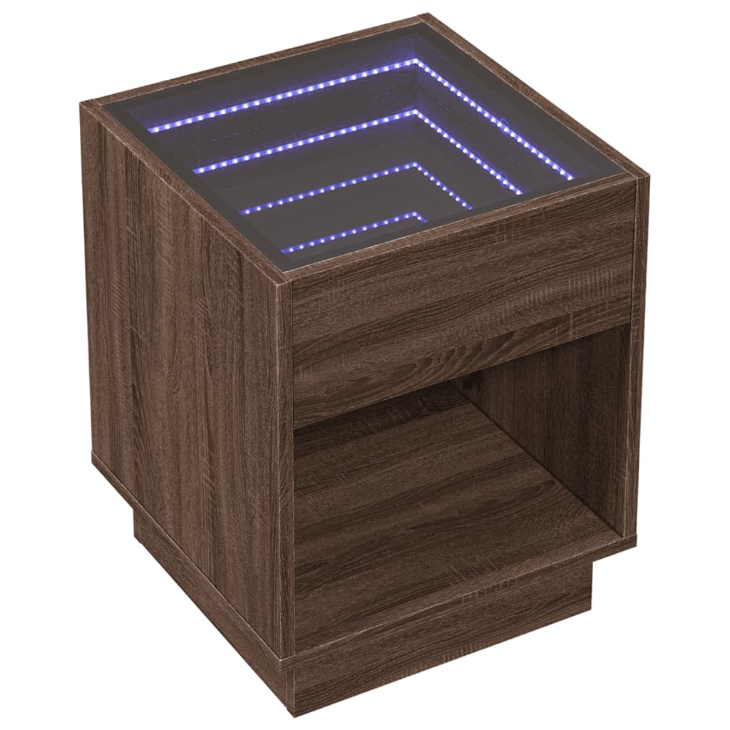 Table basse avec LED infini chêne marron 40x40x50 cm - XIOS