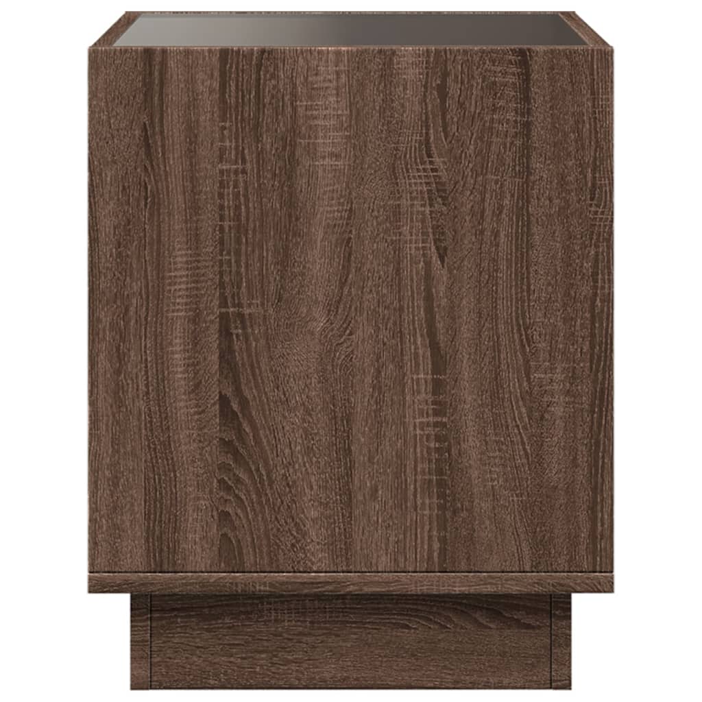 Table basse avec LED infini chêne marron 40x40x50 cm - XIOS