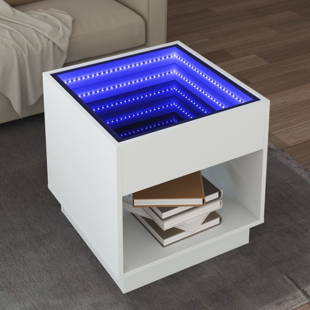 Table basse avec LED infini blanc 50x50x50 cm - XIOS