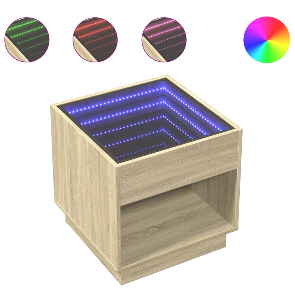 Table basse avec LED infini chêne sonoma 50x50x50 cm - XIOS
